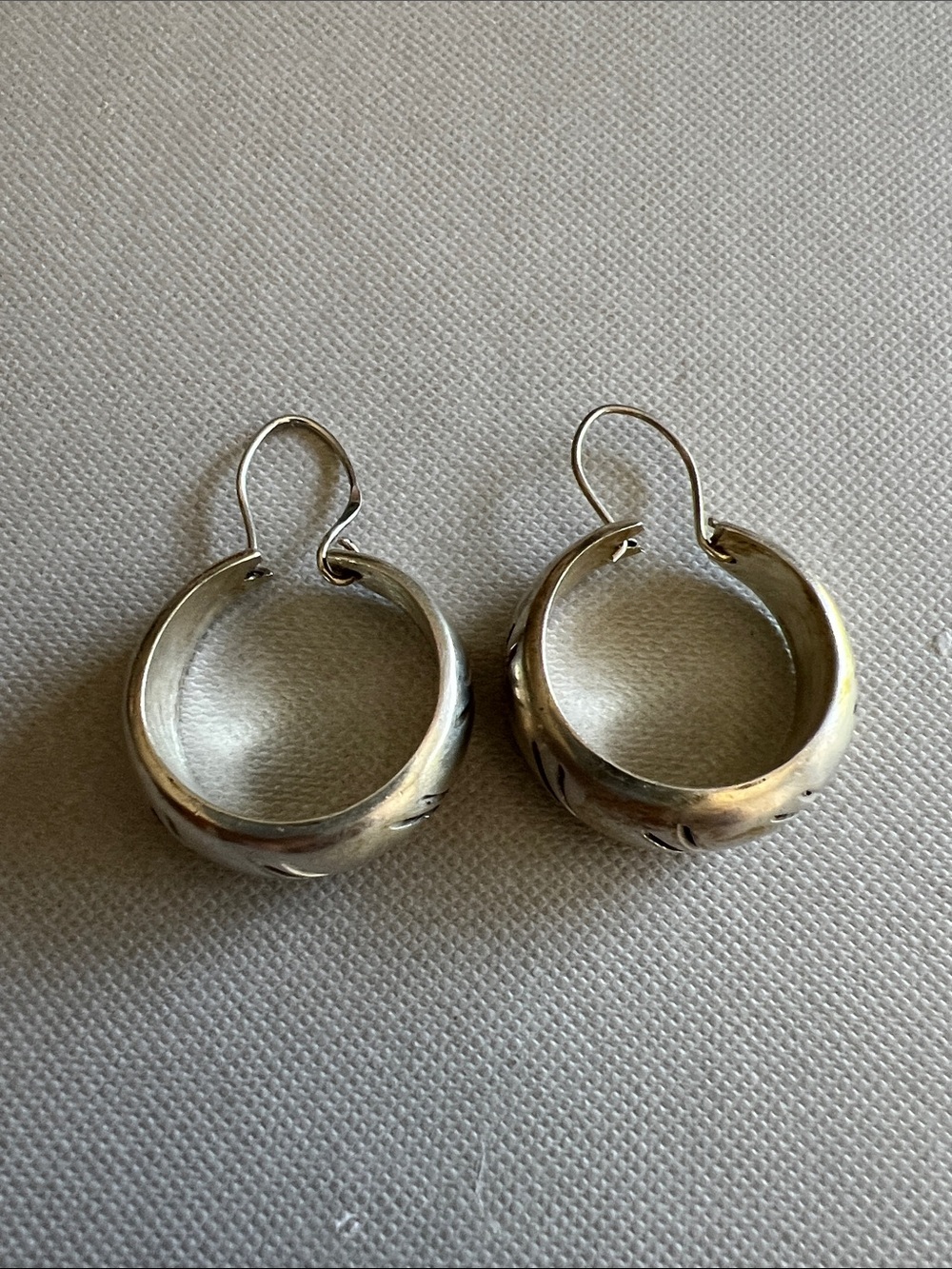 Polished Silver Hoop Drop Earrings - Smooth Round Design 925 sterling silver